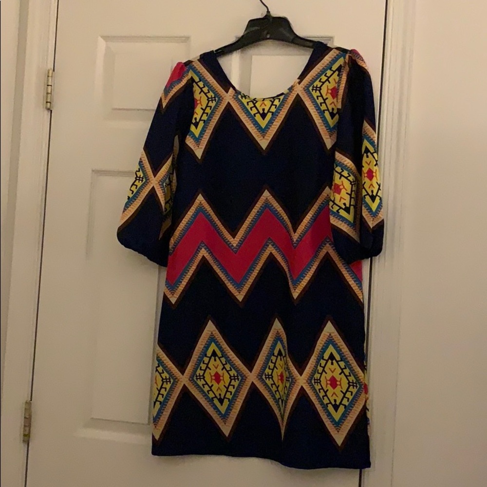 Navy chevron patterned dress